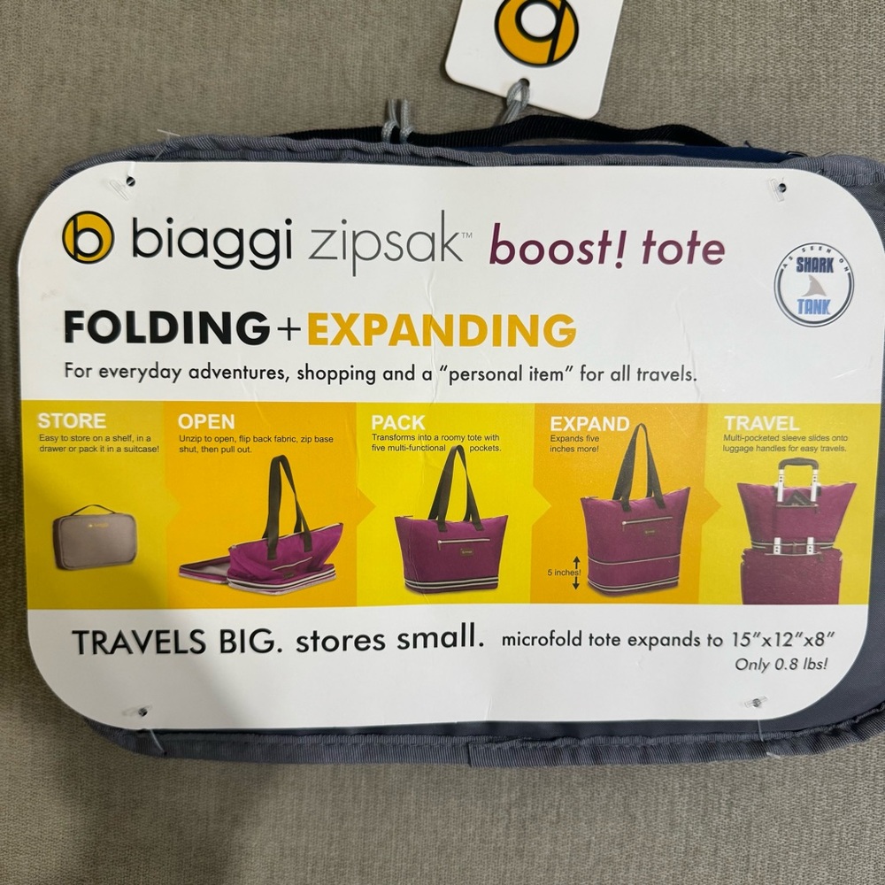 Biaggi Zipsak Boost Expanding Tote Navy Blue & Grey - Picture 7 of 9